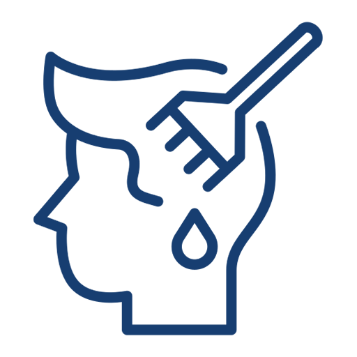 Hair treatment icon with comb and drop.
