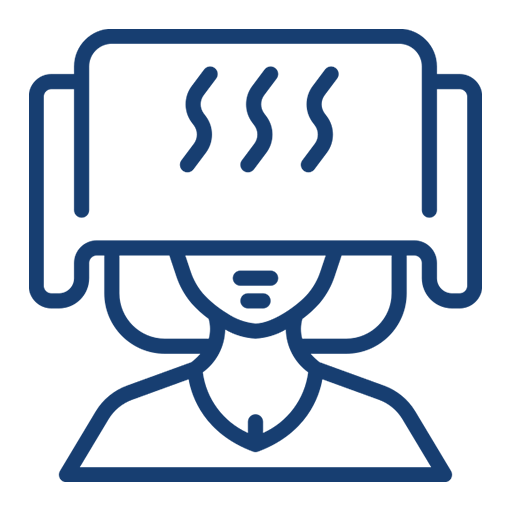 Person wearing virtual reality headset icon.